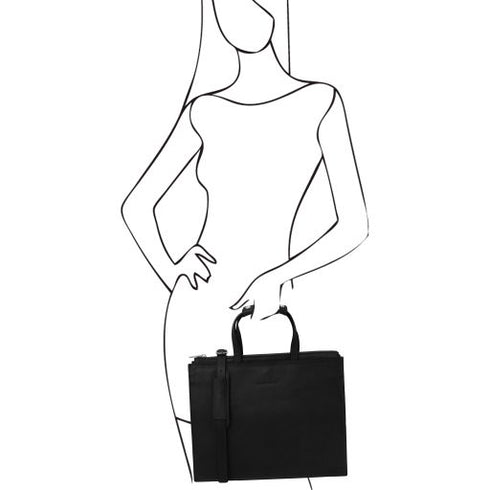 Palermo - Leather briefcase 3 compartments for women